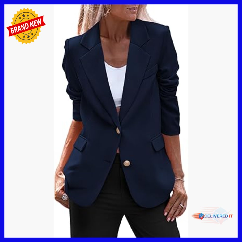 Women's Business Casual Blazer, Notch Lapel, Long Sleeve, Polyester Blend